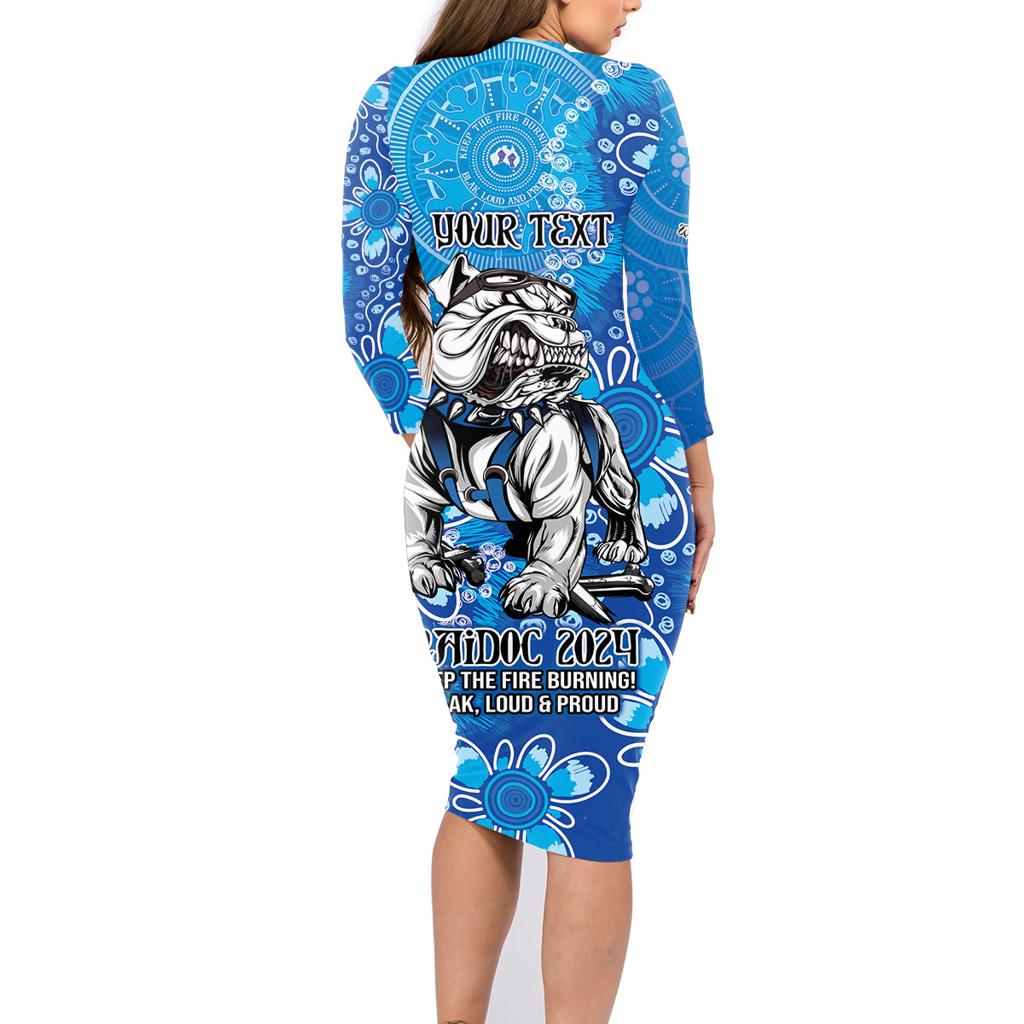 Personalised Bulldogs NAIDOC Week 2024 Family Matching Long Sleeve Bodycon Dress and Hawaiian Shirt Aboriginal Fire Burning Sparks