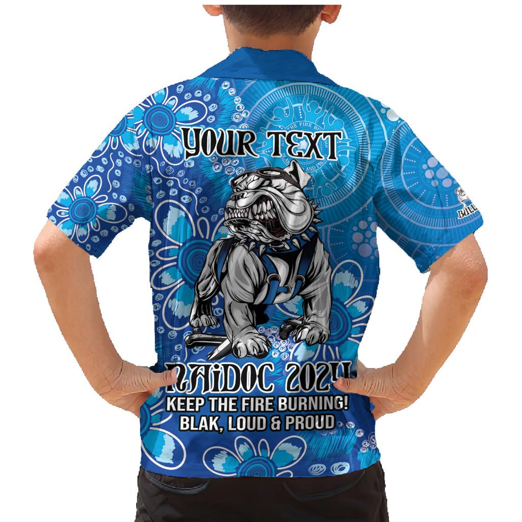 Personalised Bulldogs NAIDOC Week 2024 Family Matching Mermaid Dress and Hawaiian Shirt Aboriginal Fire Burning Sparks
