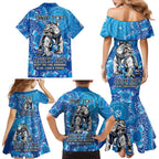 Personalised Bulldogs NAIDOC Week 2024 Family Matching Mermaid Dress and Hawaiian Shirt Aboriginal Fire Burning Sparks