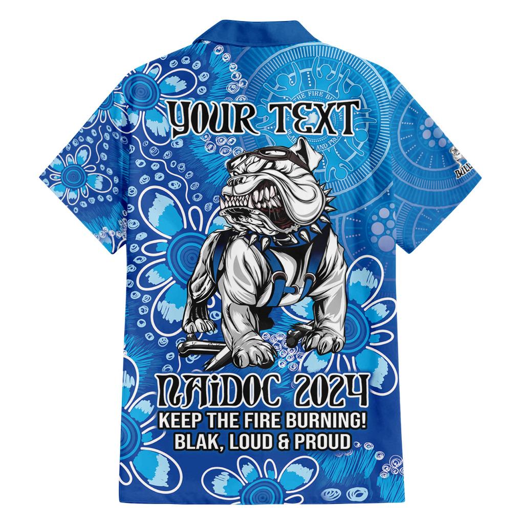 Personalised Bulldogs NAIDOC Week 2024 Family Matching Off Shoulder Maxi Dress and Hawaiian Shirt Aboriginal Fire Burning Sparks