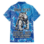 Personalised Bulldogs NAIDOC Week 2024 Family Matching Off Shoulder Maxi Dress and Hawaiian Shirt Aboriginal Fire Burning Sparks