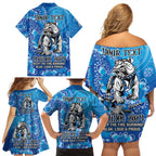 Personalised Bulldogs NAIDOC Week 2024 Family Matching Off Shoulder Short Dress and Hawaiian Shirt Aboriginal Fire Burning Sparks