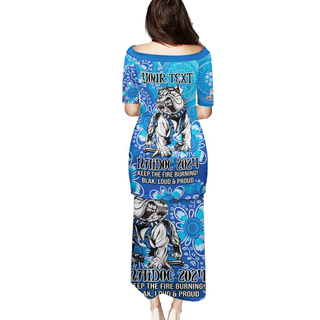 Personalised Bulldogs NAIDOC Week 2024 Family Matching Puletasi and Hawaiian Shirt Aboriginal Fire Burning Sparks