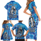 Personalised Bulldogs NAIDOC Week 2024 Family Matching Short Sleeve Bodycon Dress and Hawaiian Shirt Aboriginal Fire Burning Sparks