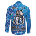 Personalised Bulldogs NAIDOC Week 2024 Family Matching Short Sleeve Bodycon Dress and Hawaiian Shirt Aboriginal Fire Burning Sparks