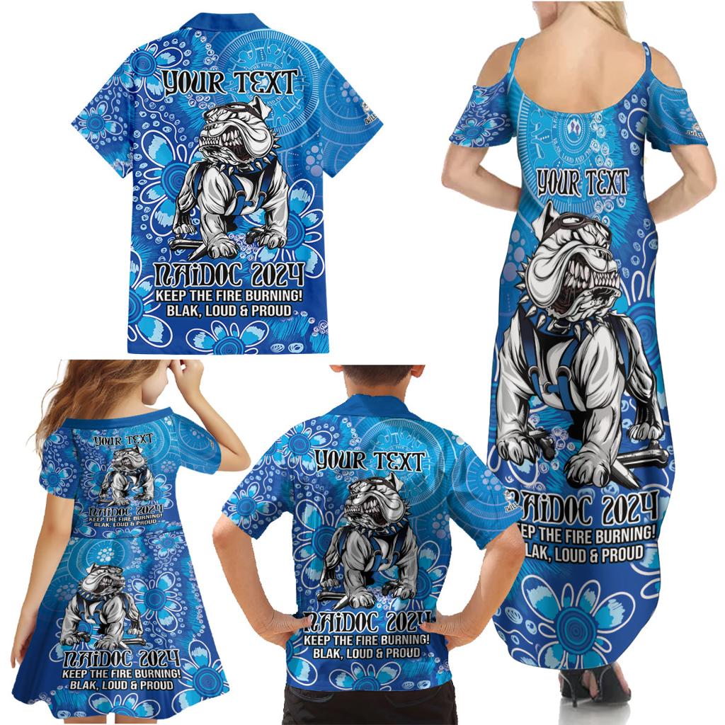 Personalised Bulldogs NAIDOC Week 2024 Family Matching Summer Maxi Dress and Hawaiian Shirt Aboriginal Fire Burning Sparks