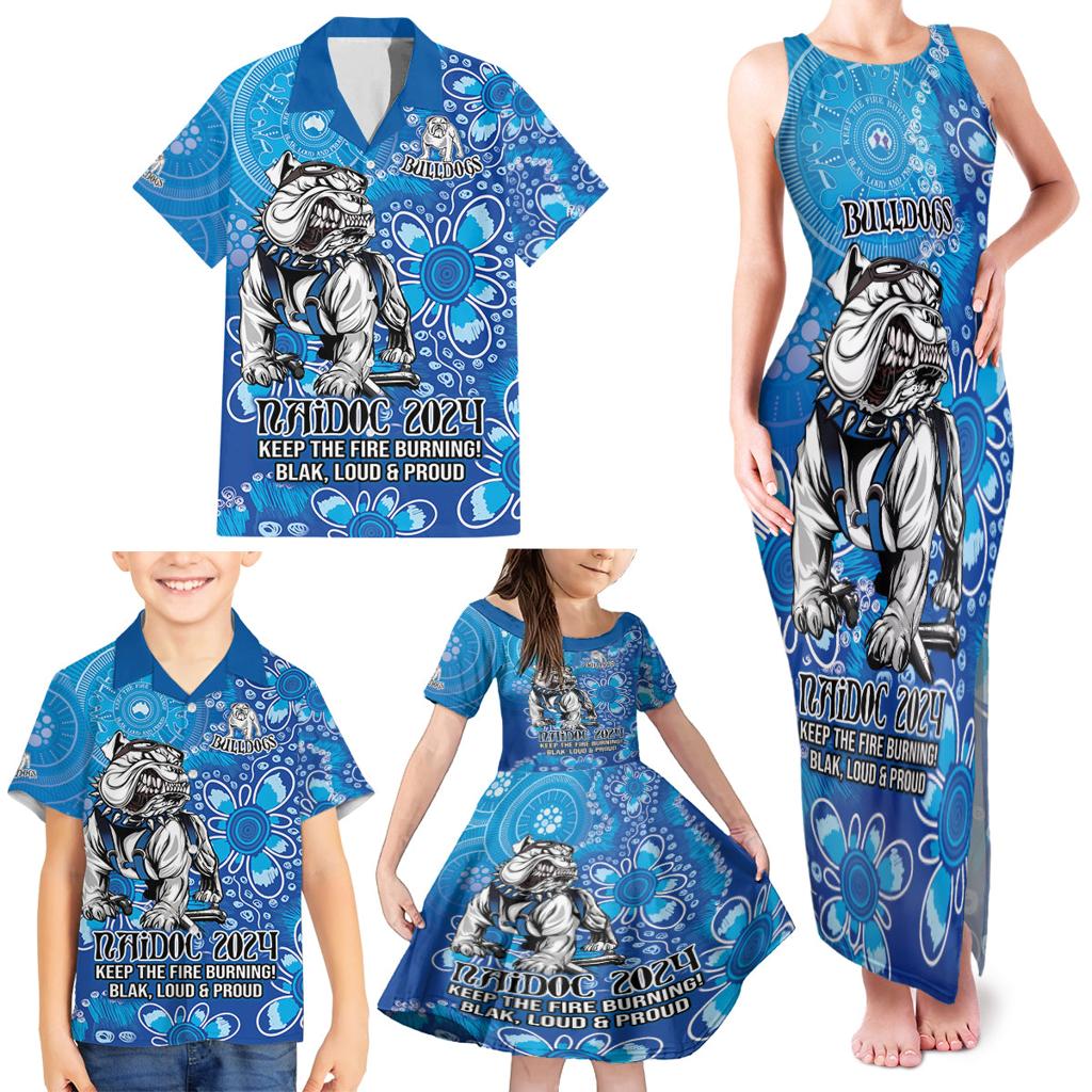 Personalised Bulldogs NAIDOC Week 2024 Family Matching Tank Maxi Dress and Hawaiian Shirt Aboriginal Fire Burning Sparks