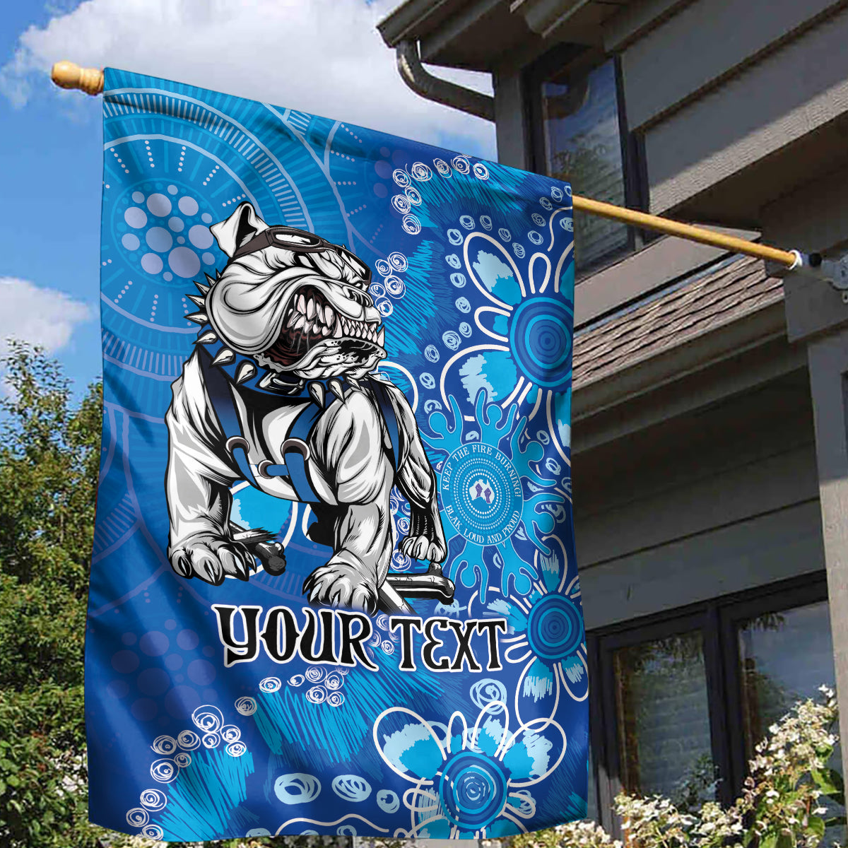 Personalised Bulldogs NAIDOC Week 2024 Garden Flag Aboriginal Fire Burning Sparks