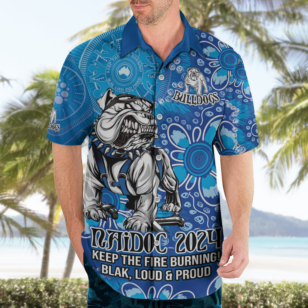 Personalised Bulldogs NAIDOC Week 2024 Hawaiian Shirt Aboriginal Fire Burning Sparks