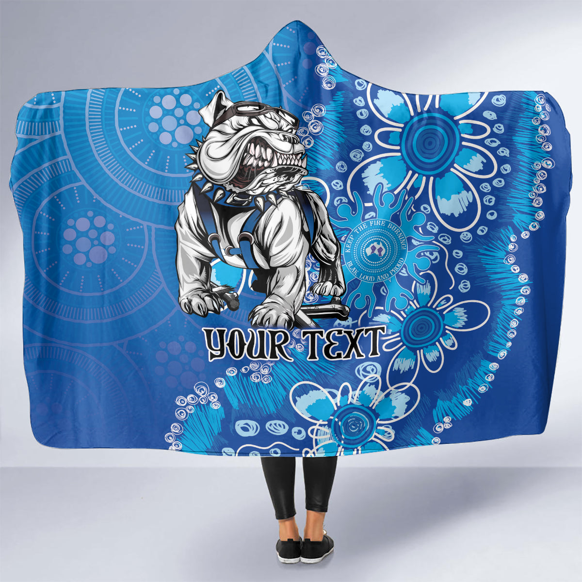 Personalised Bulldogs NAIDOC Week 2024 Hooded Blanket Aboriginal Fire Burning Sparks