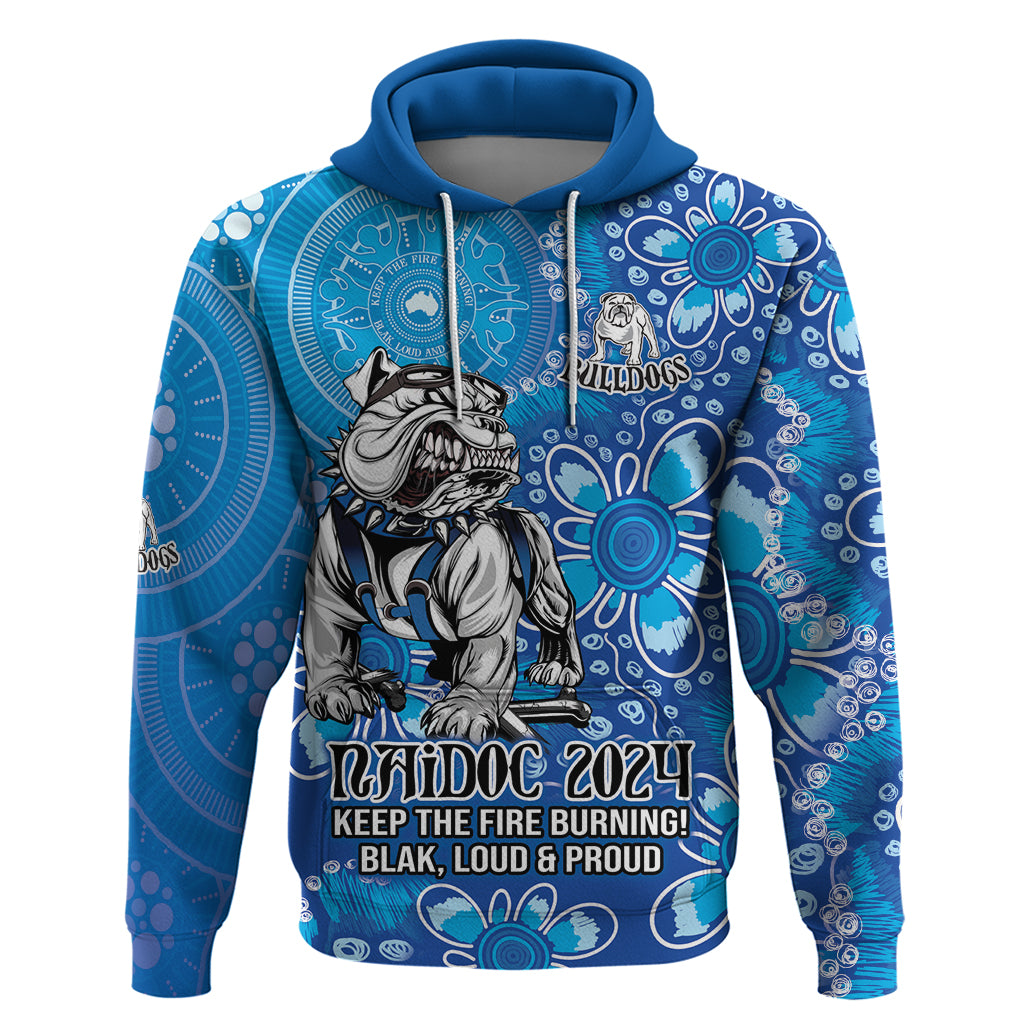 Personalised Bulldogs NAIDOC Week 2024 Hoodie Aboriginal Fire Burning Sparks