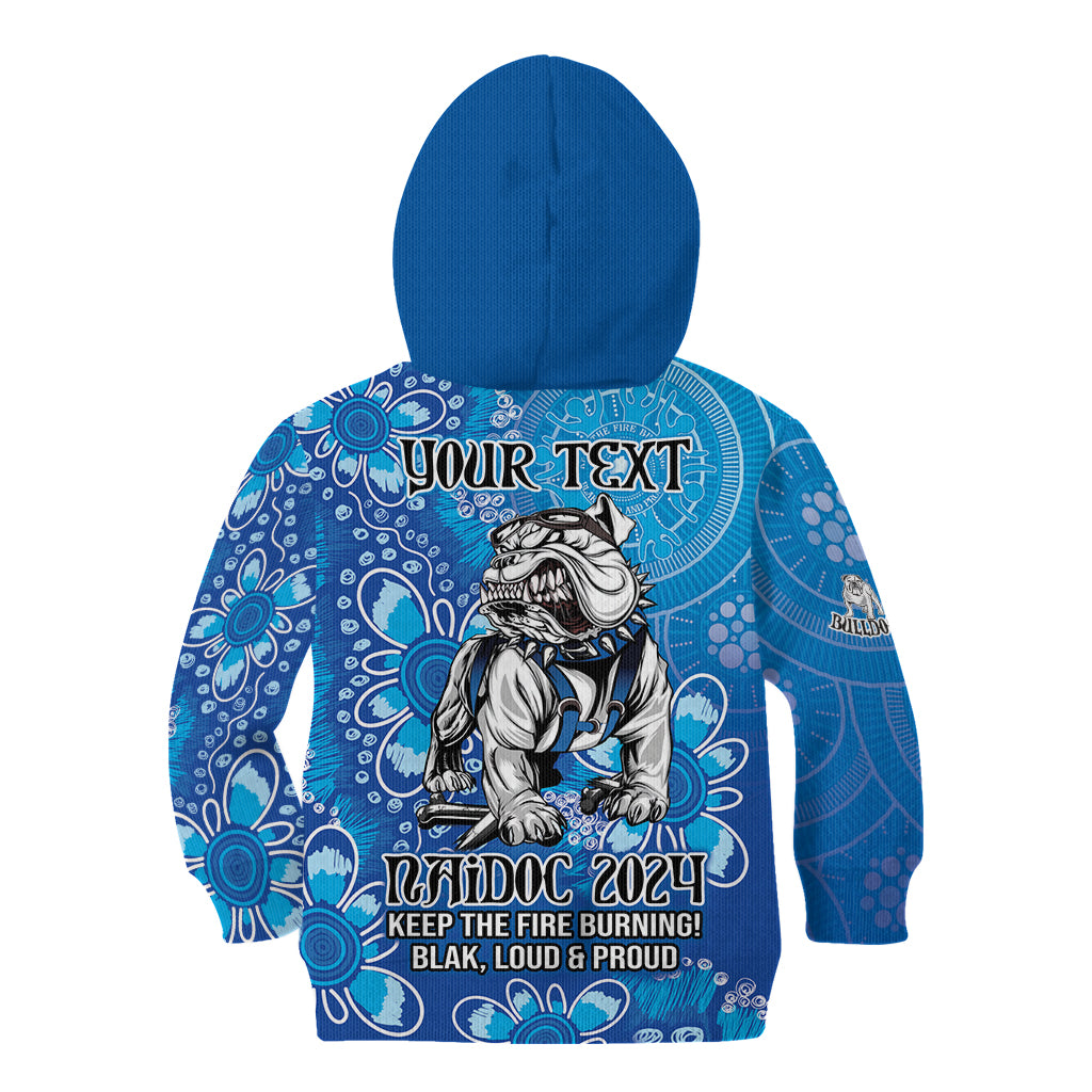Personalised Bulldogs NAIDOC Week 2024 Kid Hoodie Aboriginal Fire Burning Sparks