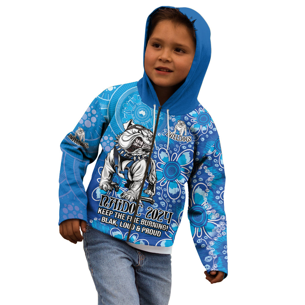 Personalised Bulldogs NAIDOC Week 2024 Kid Hoodie Aboriginal Fire Burning Sparks