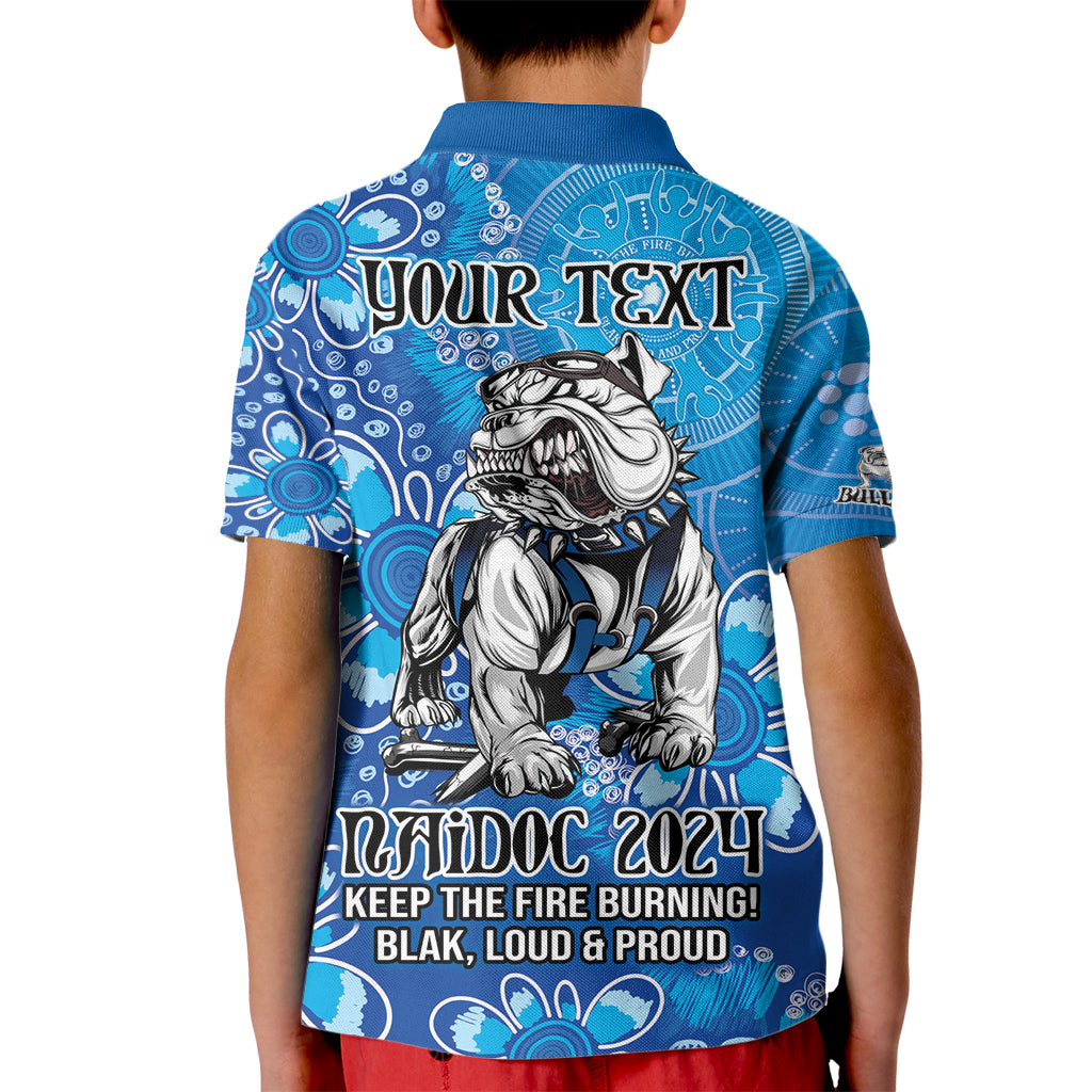 Personalised Bulldogs NAIDOC Week 2024 Kid Polo Shirt Aboriginal Fire Burning Sparks
