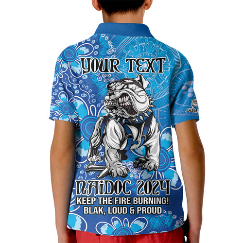 Personalised Bulldogs NAIDOC Week 2024 Kid Polo Shirt Aboriginal Fire Burning Sparks