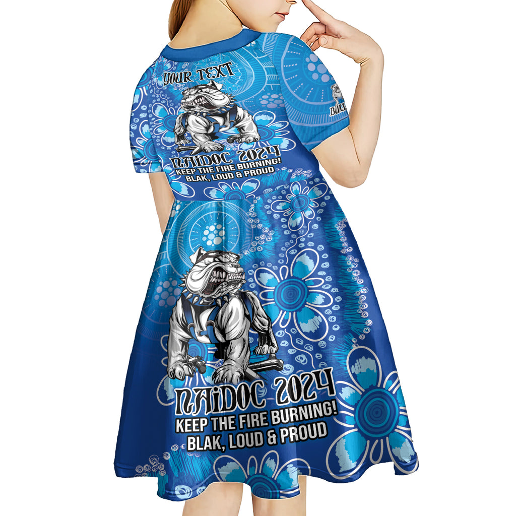 Personalised Bulldogs NAIDOC Week 2024 Kid Short Sleeve Dress Aboriginal Fire Burning Sparks