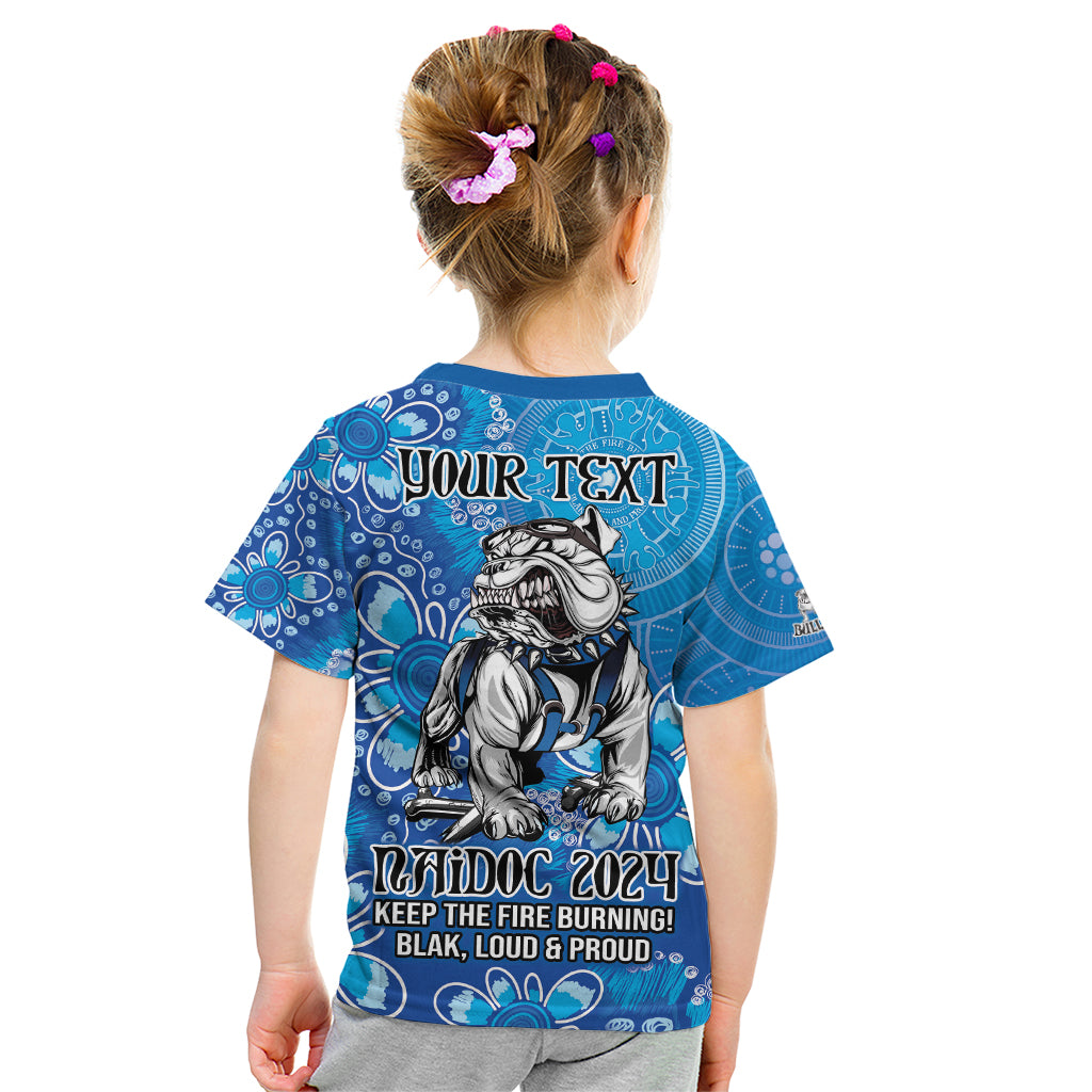 Personalised Bulldogs NAIDOC Week 2024 Kid T Shirt Aboriginal Fire Burning Sparks