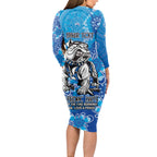 Personalised Bulldogs NAIDOC Week 2024 Long Sleeve Bodycon Dress Aboriginal Fire Burning Sparks