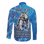 Personalised Bulldogs NAIDOC Week 2024 Long Sleeve Button Shirt Aboriginal Fire Burning Sparks