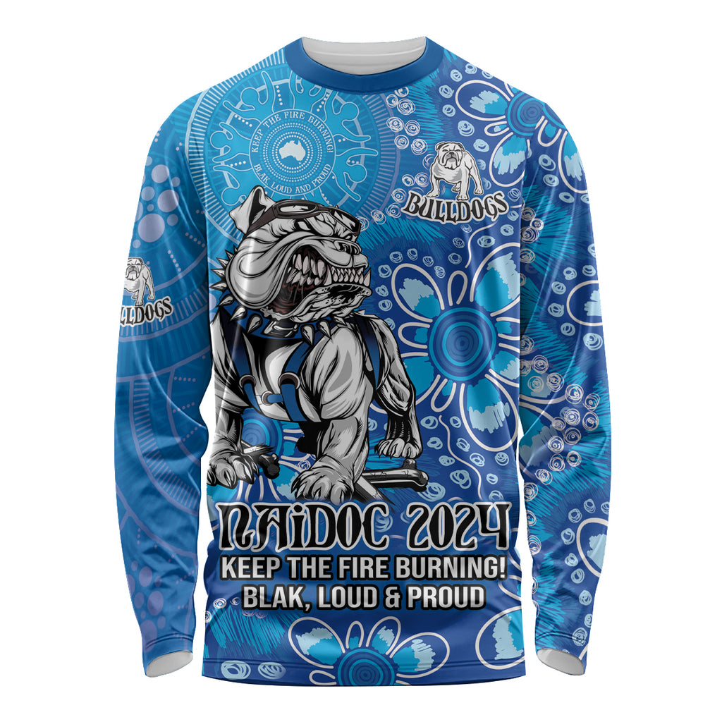 Personalised Bulldogs NAIDOC Week 2024 Long Sleeve Shirt Aboriginal Fire Burning Sparks