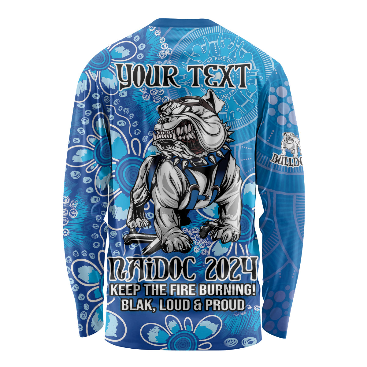 Personalised Bulldogs NAIDOC Week 2024 Long Sleeve Shirt Aboriginal Fire Burning Sparks