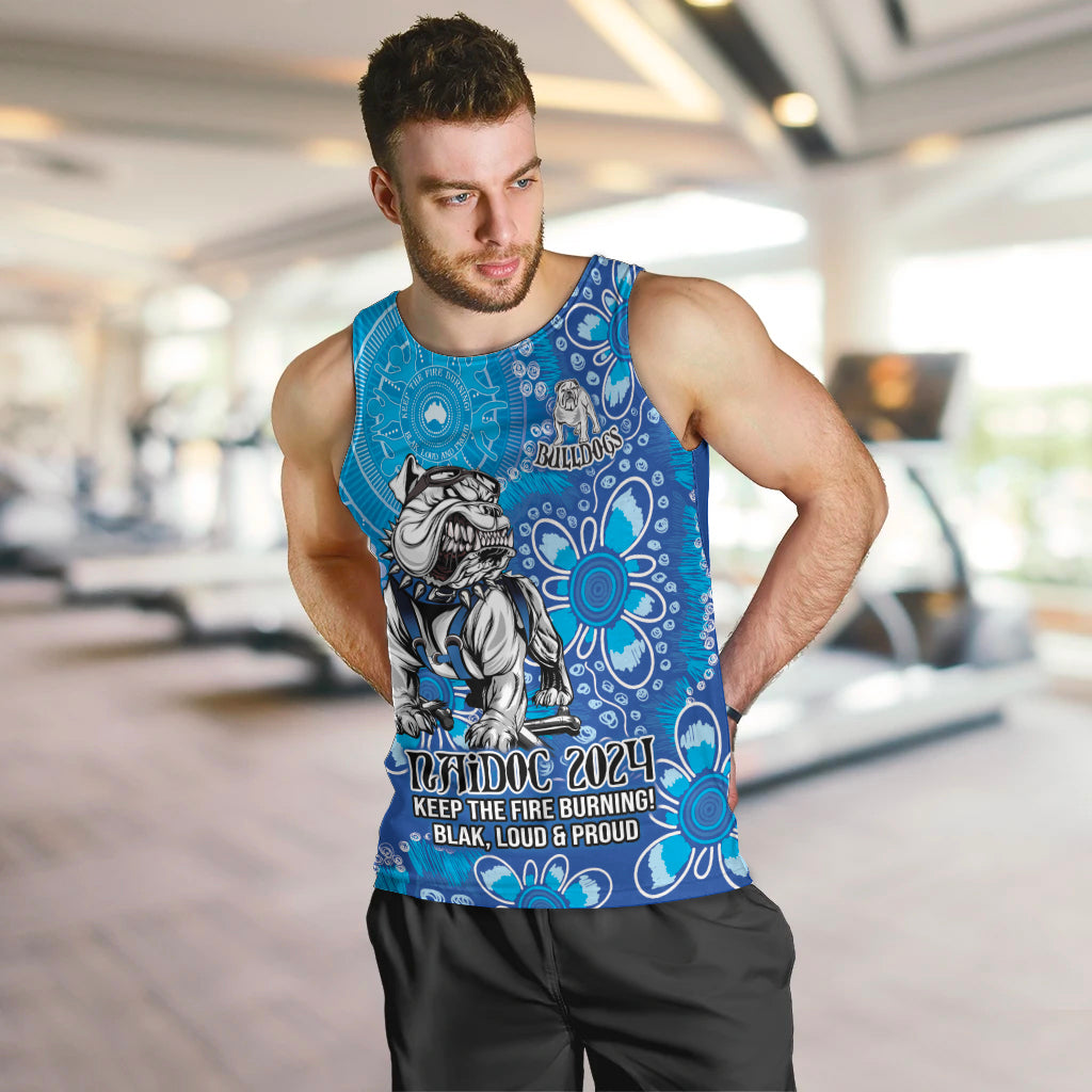 Personalised Bulldogs NAIDOC Week 2024 Men Tank Top Aboriginal Fire Burning Sparks