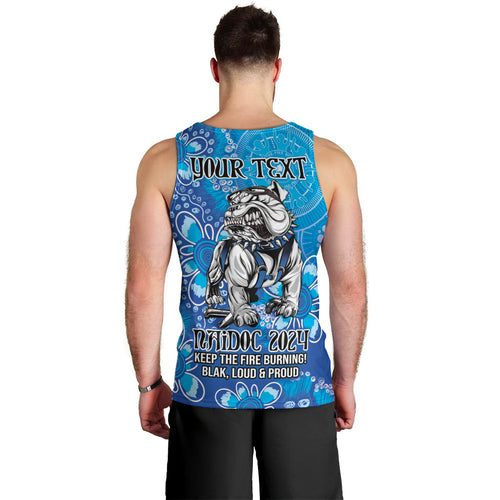 Personalised Bulldogs NAIDOC Week 2024 Men Tank Top Aboriginal Fire Burning Sparks