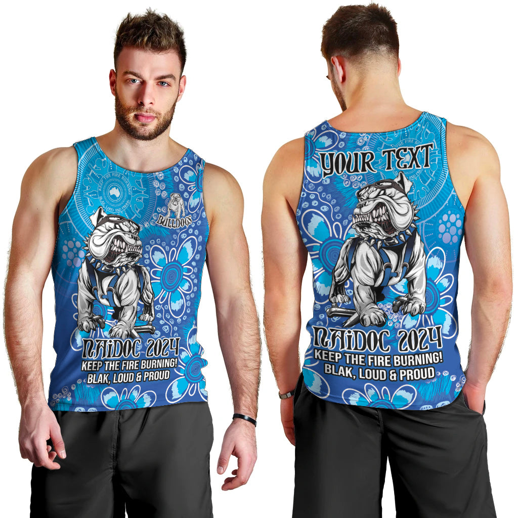 Personalised Bulldogs NAIDOC Week 2024 Men Tank Top Aboriginal Fire Burning Sparks