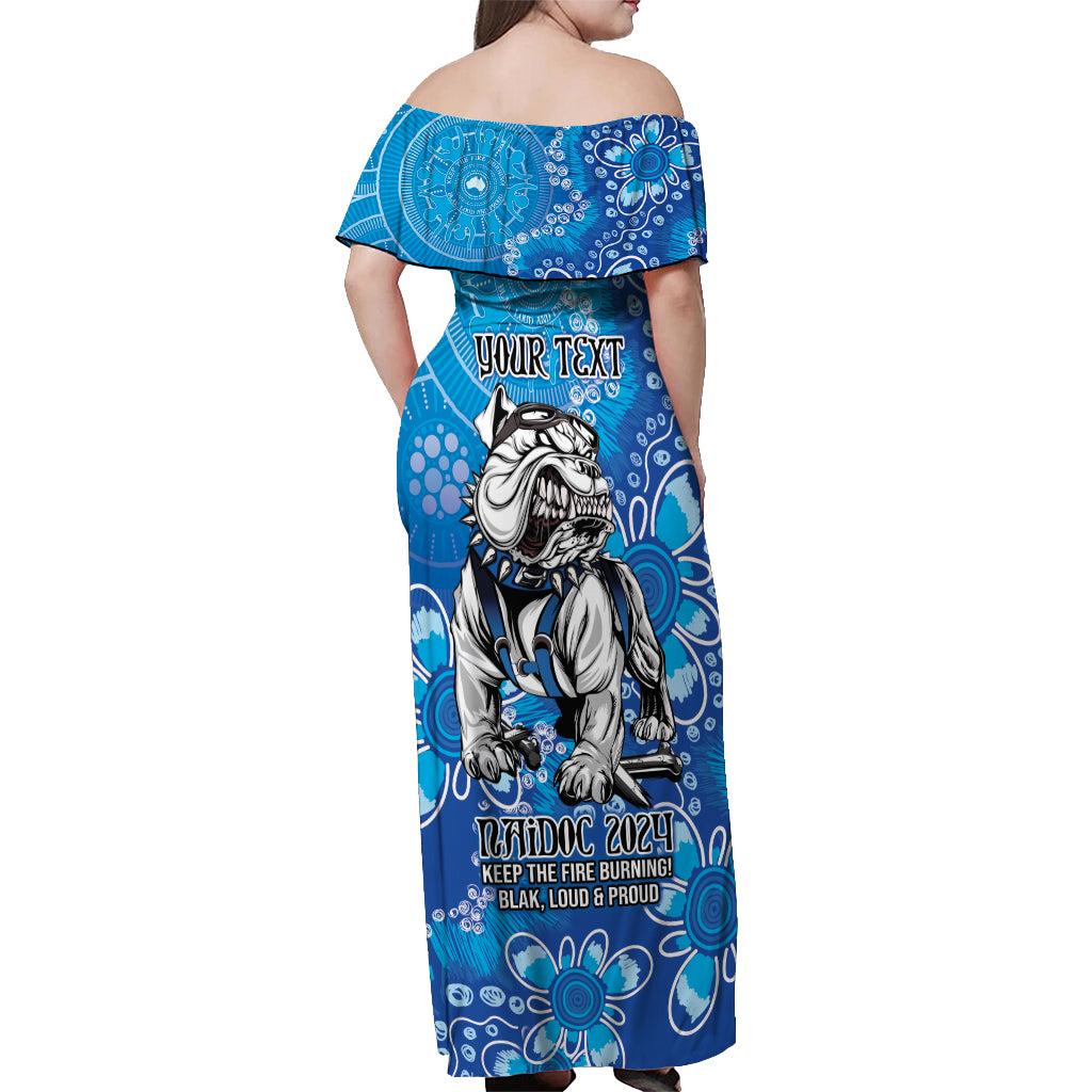 Personalised Bulldogs NAIDOC Week 2024 Off Shoulder Maxi Dress Aboriginal Fire Burning Sparks