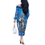 Personalised Bulldogs NAIDOC Week 2024 Off The Shoulder Long Sleeve Dress Aboriginal Fire Burning Sparks