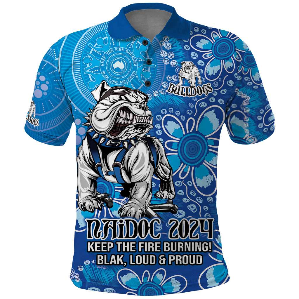 Personalised Bulldogs NAIDOC Week 2024 Polo Shirt Aboriginal Fire Burning Sparks