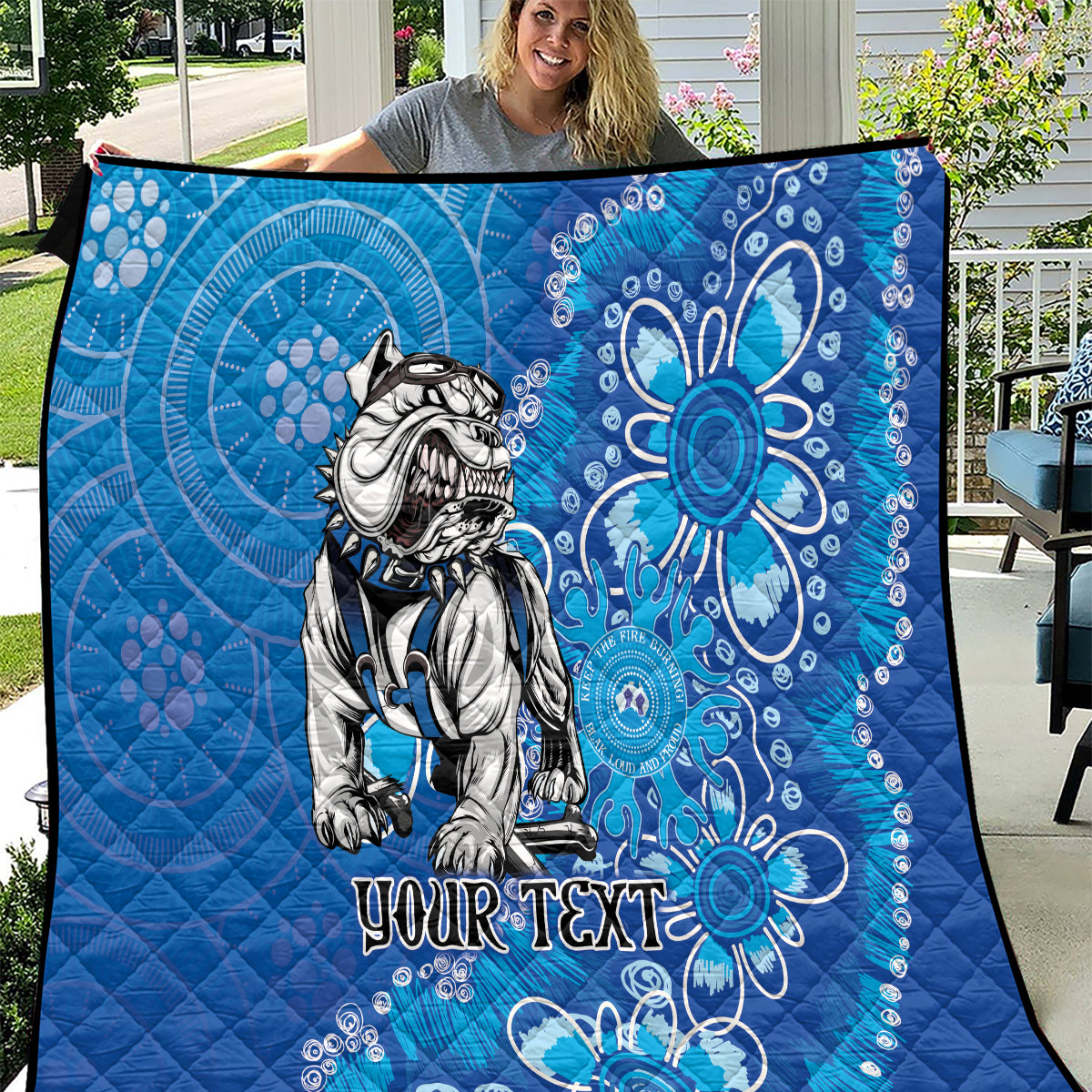 Personalised Bulldogs NAIDOC Week 2024 Quilt Aboriginal Fire Burning Sparks