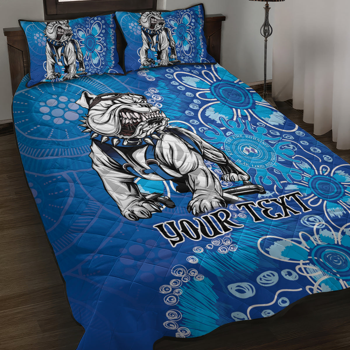 Personalised Bulldogs NAIDOC Week 2024 Quilt Bed Set Aboriginal Fire Burning Sparks