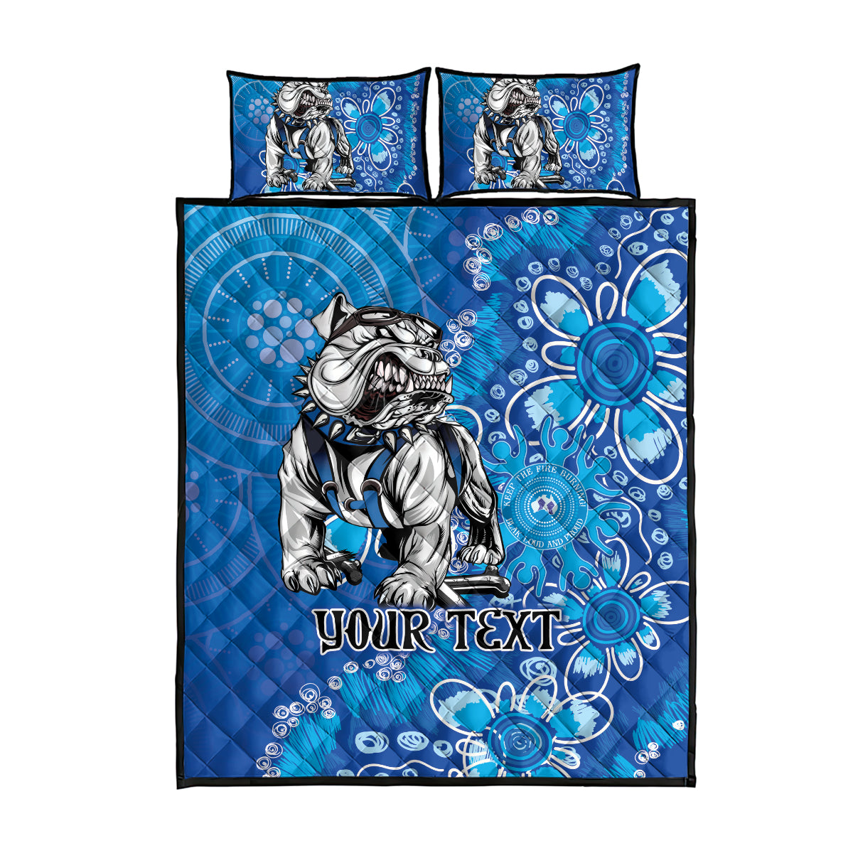 Personalised Bulldogs NAIDOC Week 2024 Quilt Bed Set Aboriginal Fire Burning Sparks