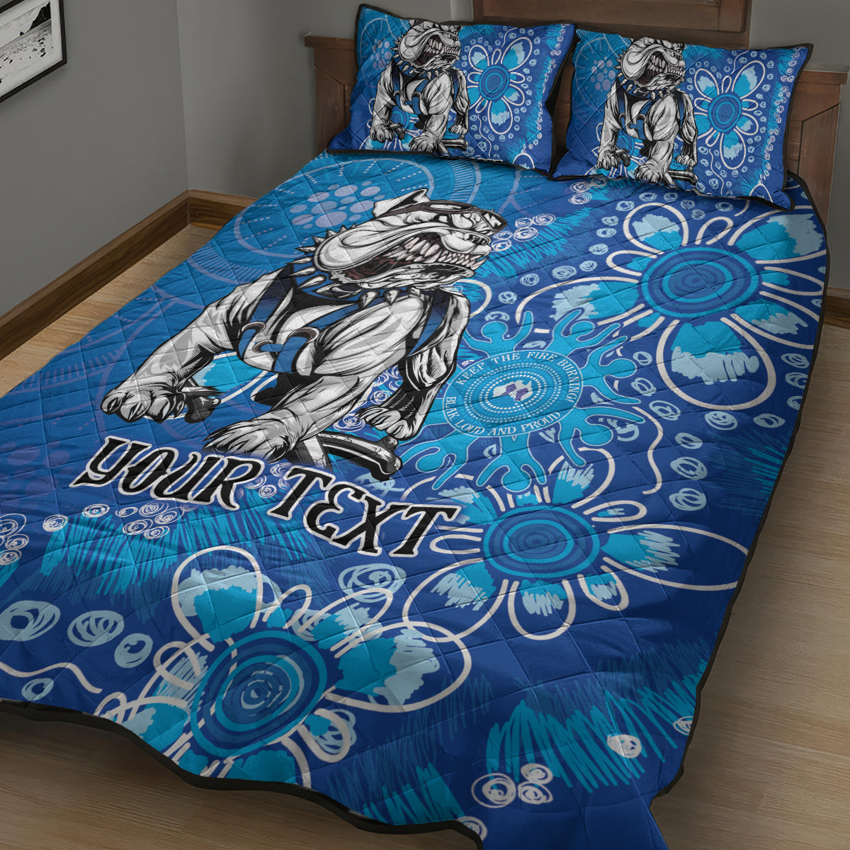 Personalised Bulldogs NAIDOC Week 2024 Quilt Bed Set Aboriginal Fire Burning Sparks