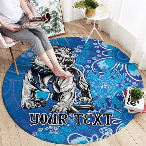 Personalised Bulldogs NAIDOC Week 2024 Round Carpet Aboriginal Fire Burning Sparks