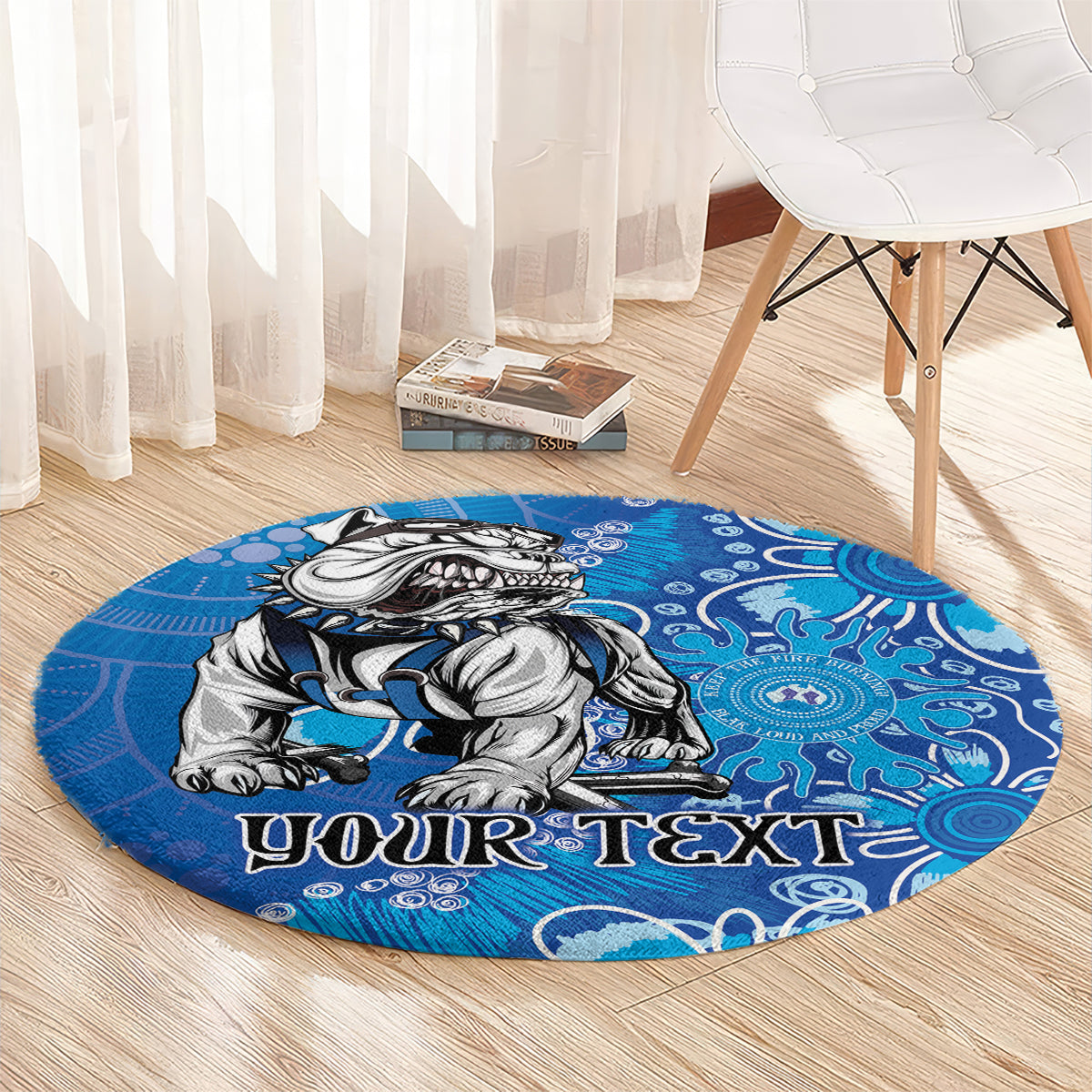 Personalised Bulldogs NAIDOC Week 2024 Round Carpet Aboriginal Fire Burning Sparks