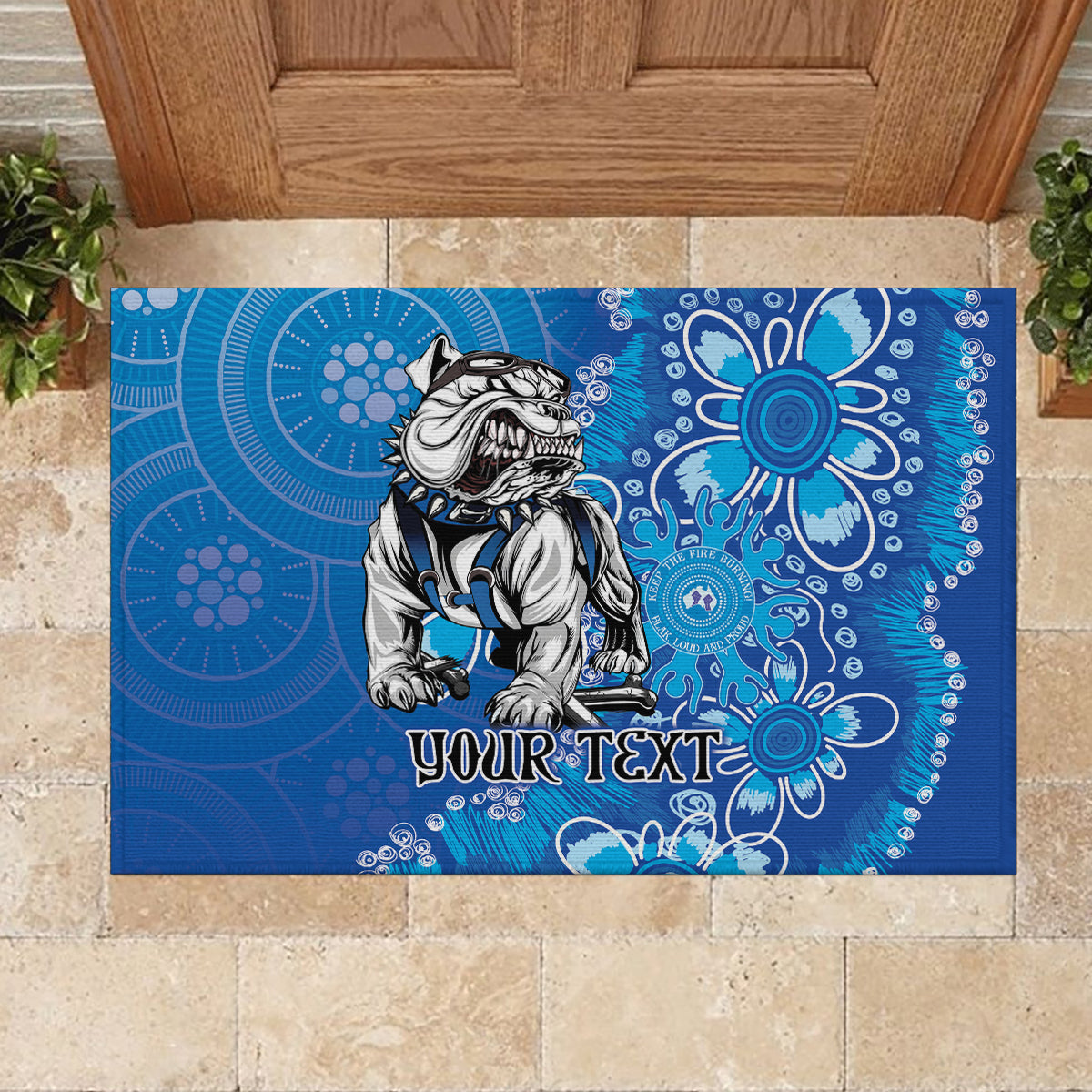 Personalised Bulldogs NAIDOC Week 2024 Rubber Doormat Aboriginal Fire Burning Sparks