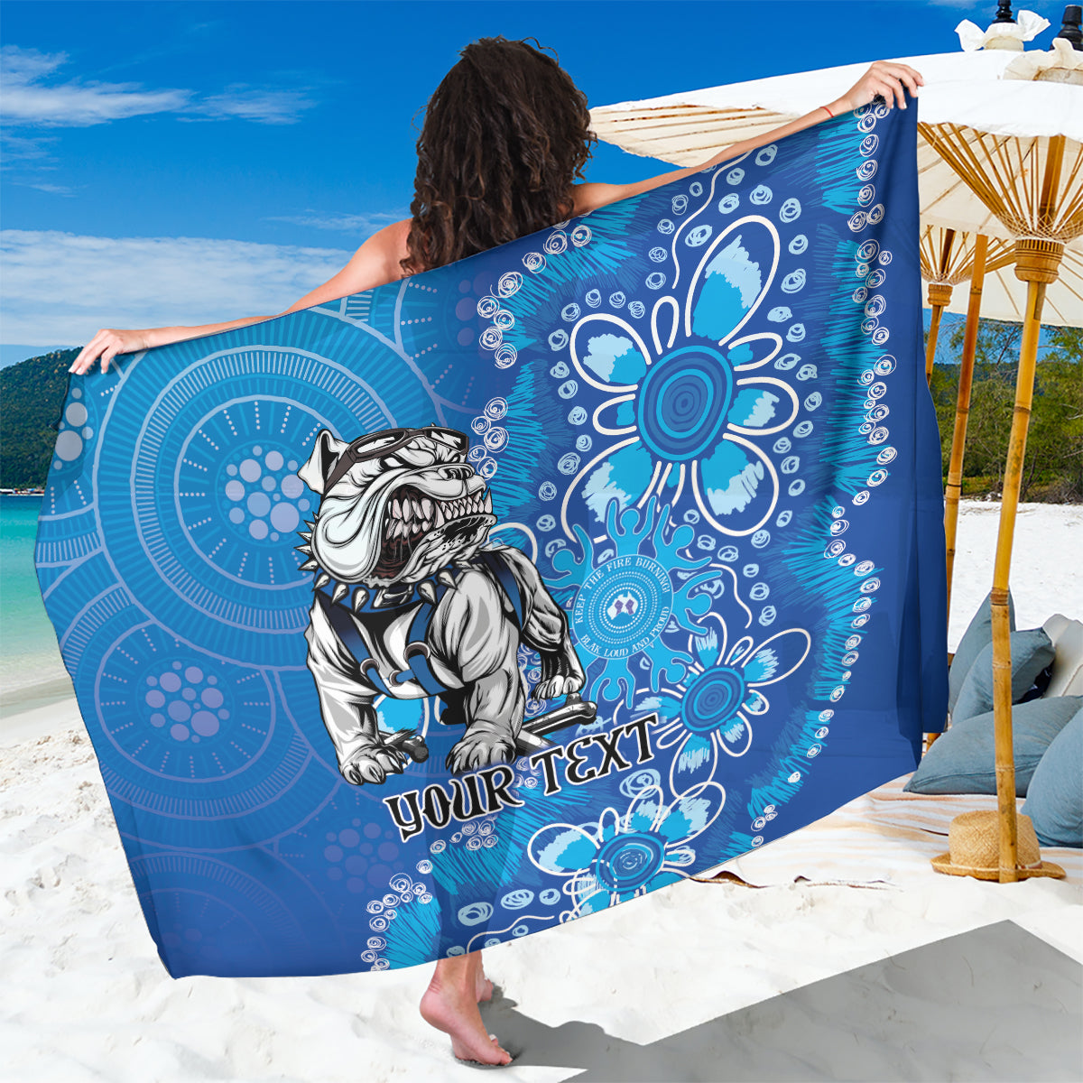 Personalised Bulldogs NAIDOC Week 2024 Sarong Aboriginal Fire Burning Sparks