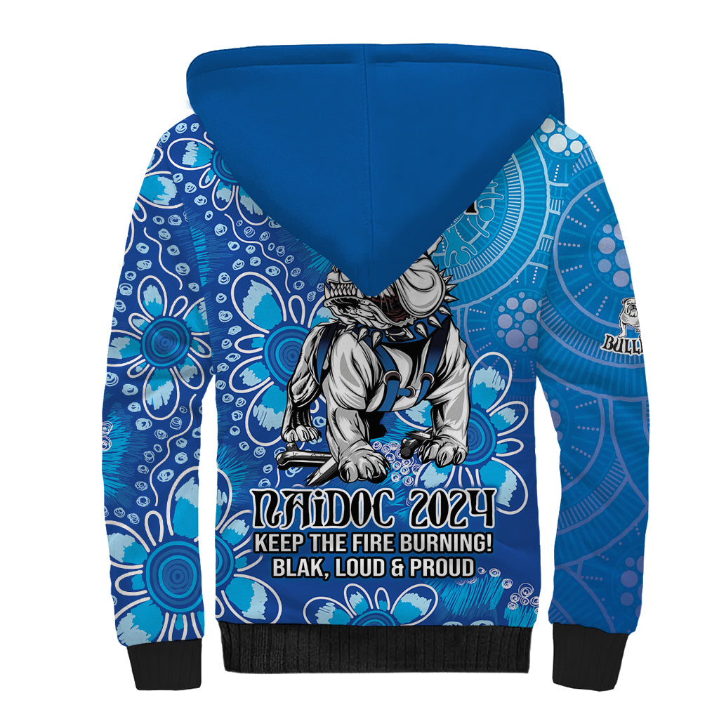 Personalised Bulldogs NAIDOC Week 2024 Sherpa Hoodie Aboriginal Fire Burning Sparks