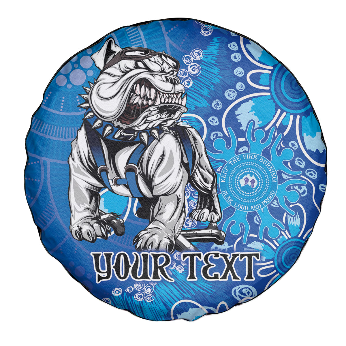 Personalised Bulldogs NAIDOC Week 2024 Spare Tire Cover Aboriginal Fire Burning Sparks