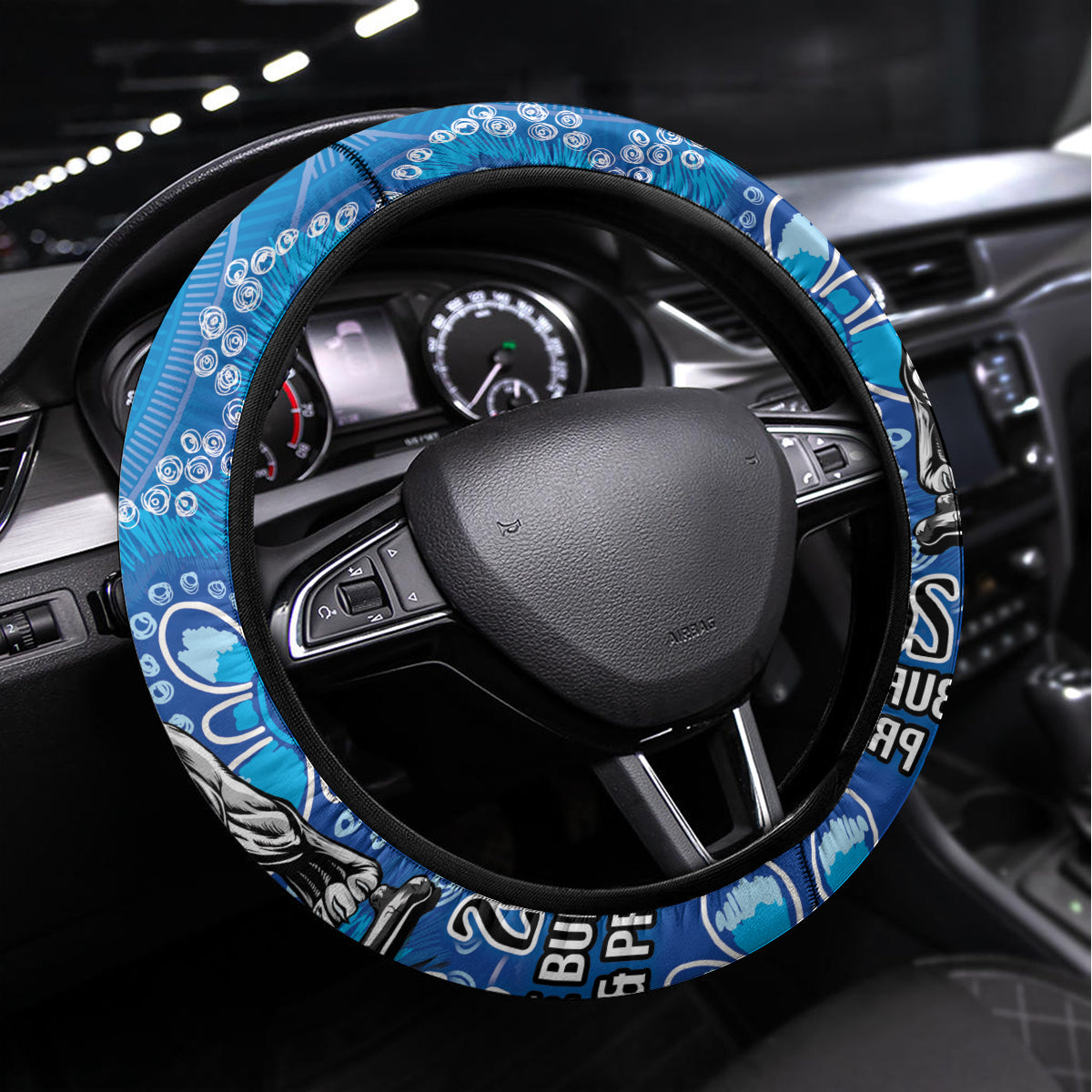 Bulldogs NAIDOC Week 2024 Steering Wheel Cover Aboriginal Fire Burning Sparks
