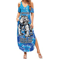 Personalised Bulldogs NAIDOC Week 2024 Summer Maxi Dress Aboriginal Fire Burning Sparks