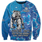 Personalised Bulldogs NAIDOC Week 2024 Sweatshirt Aboriginal Fire Burning Sparks