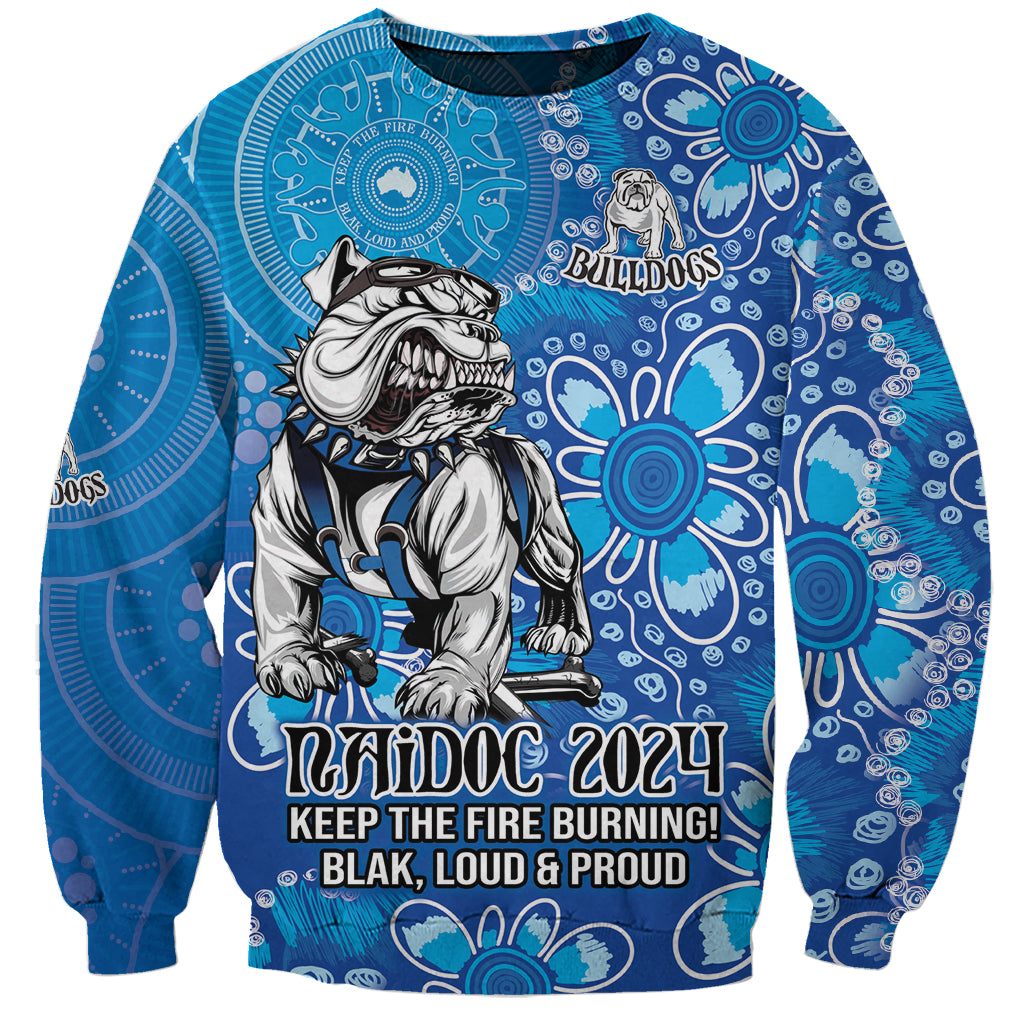 Personalised Bulldogs NAIDOC Week 2024 Sweatshirt Aboriginal Fire Burning Sparks
