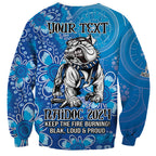 Personalised Bulldogs NAIDOC Week 2024 Sweatshirt Aboriginal Fire Burning Sparks