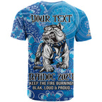 Personalised Bulldogs NAIDOC Week 2024 T Shirt Aboriginal Fire Burning Sparks