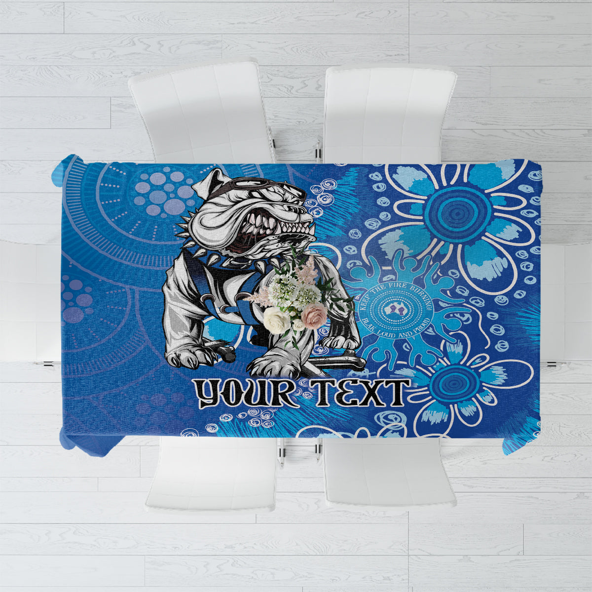 Personalised Bulldogs NAIDOC Week 2024 Tablecloth Aboriginal Fire Burning Sparks