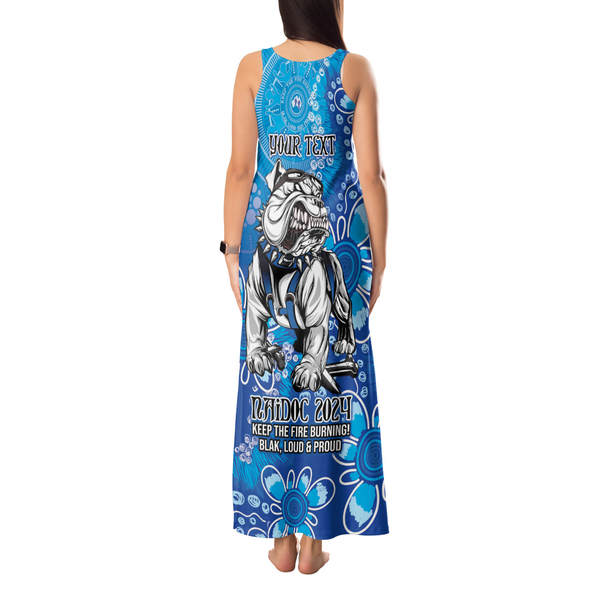 Personalised Bulldogs NAIDOC Week 2024 Tank Maxi Dress Aboriginal Fire Burning Sparks