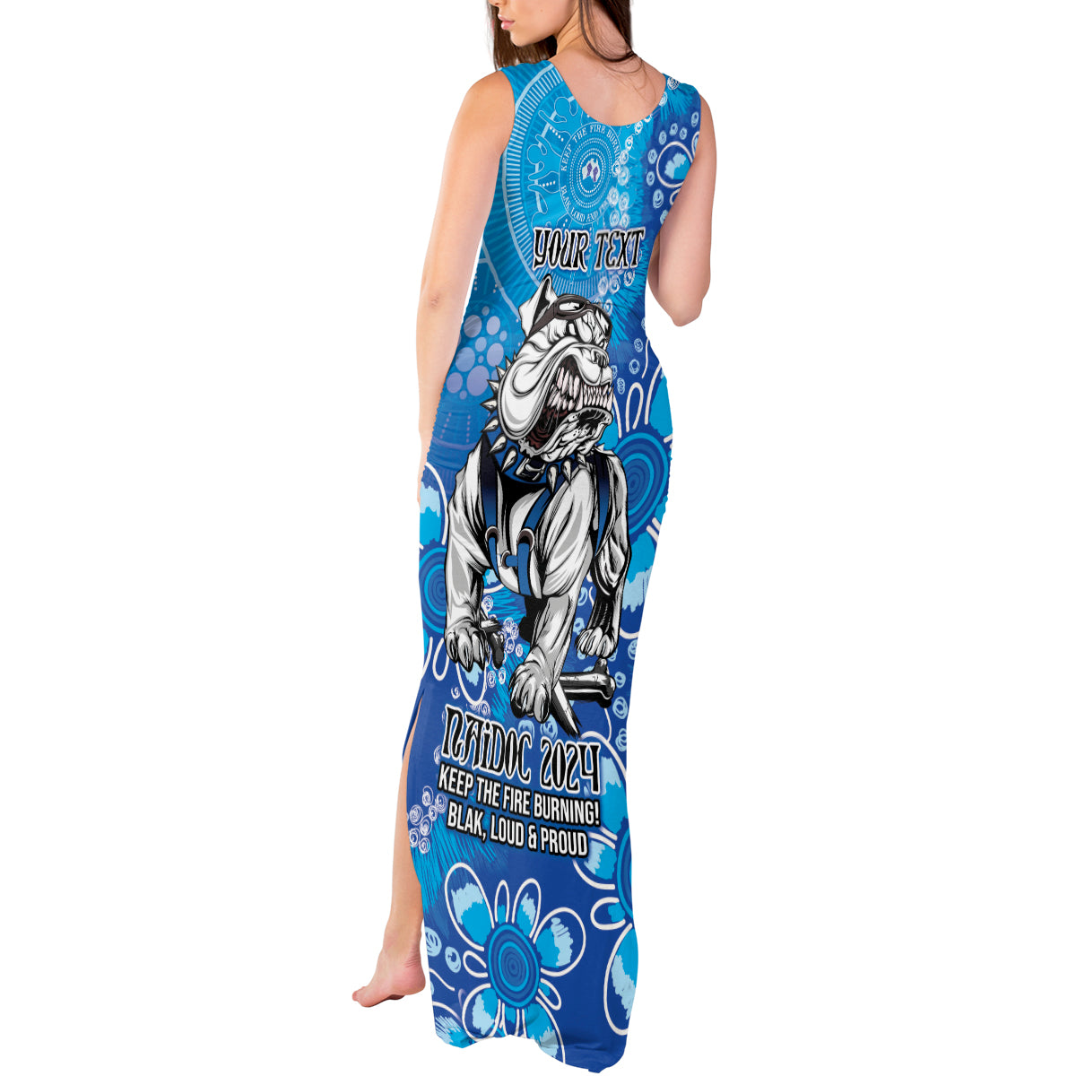 Personalised Bulldogs NAIDOC Week 2024 Tank Maxi Dress Aboriginal Fire Burning Sparks